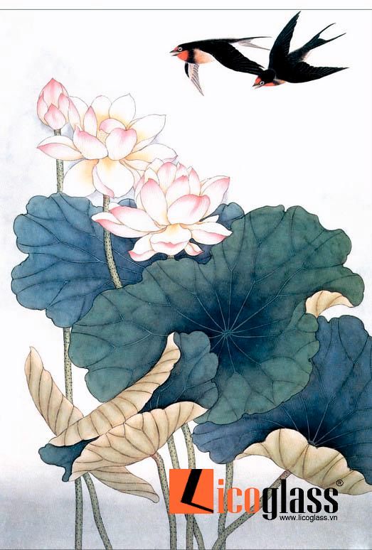 Tranh kính hoa sen TKS47